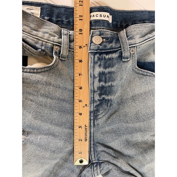 Pacsun Skinny Blue Jeans Distressed - Size Men's 31X32 - Picture 5 of 8
